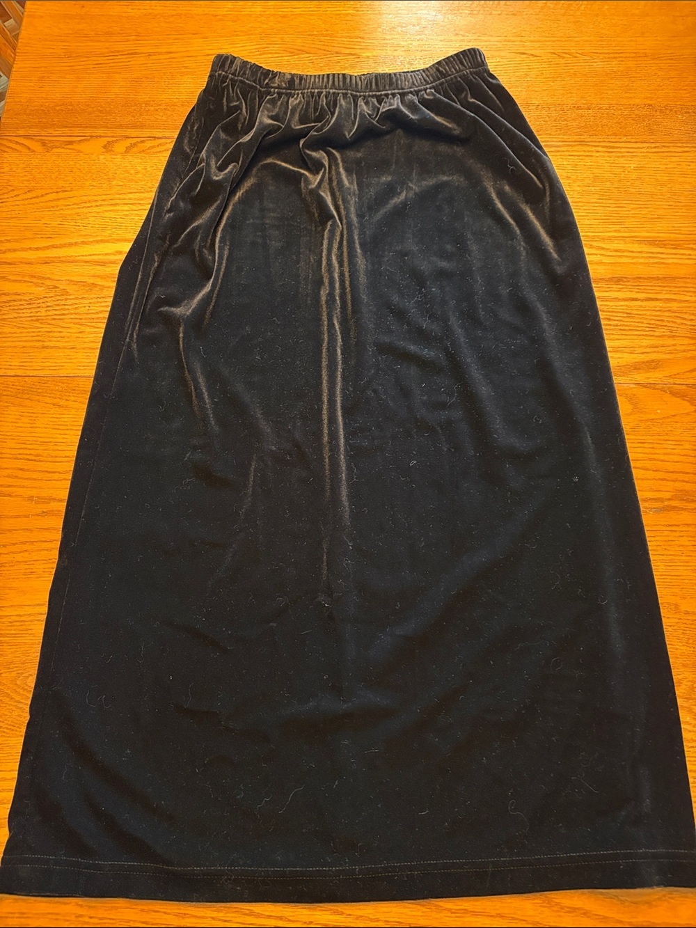 (5/$20) Sag Harbor Black Velvet Maxi Skirt with Elastic Waist
